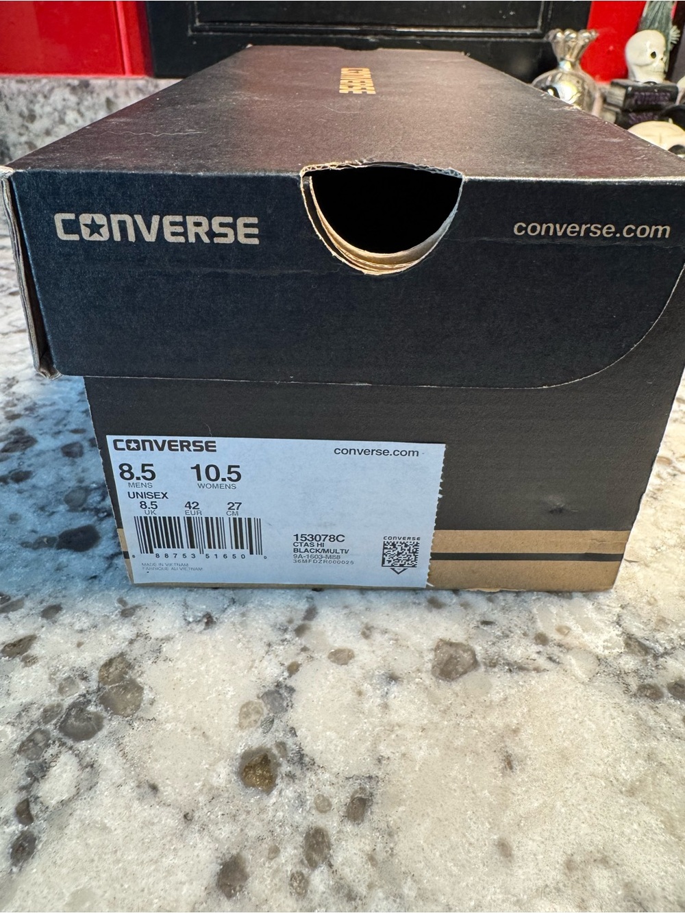 Converse Unisex LBGTQ Pride Black CTAS High-Top Sneakers with Multicolor Speckle - Picture 6 of 7